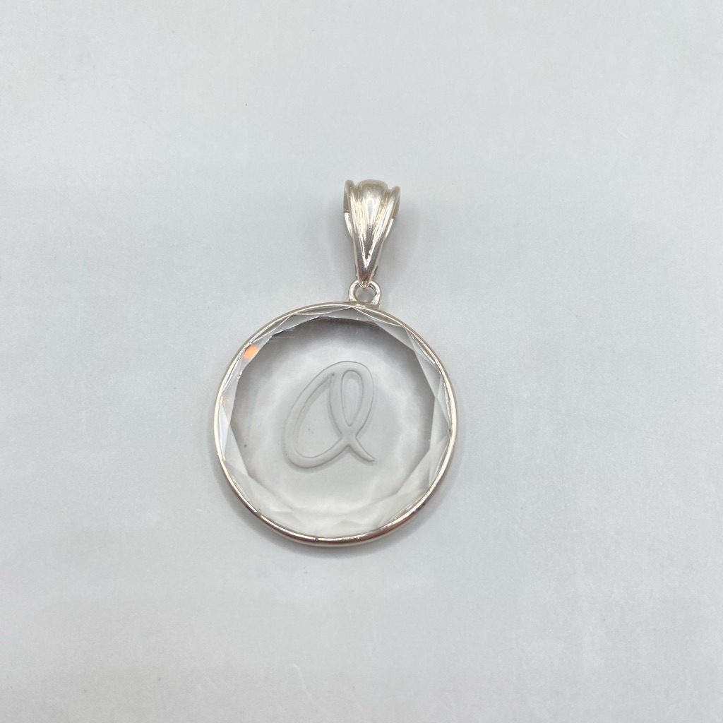 Whitney Kelly Sterling Silver Etched Glass Initial A Pendant 24$
